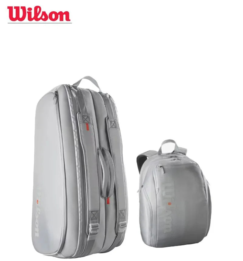 Wilson Tennis Rackets Bag 2/9 Pieces Large Capacity Tennis Backpack Badminton Gymbag Squash Racquet Bag with Separated Shoes Bag