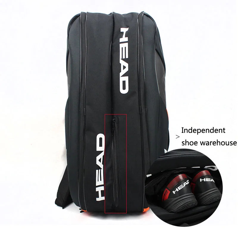 HEAD 6 Pieces Tennis Rackets Bag Hard Shell Sports Bag Large Capacity 9 Badminton Racquets Backpack Men Women Tenis Squash Padel