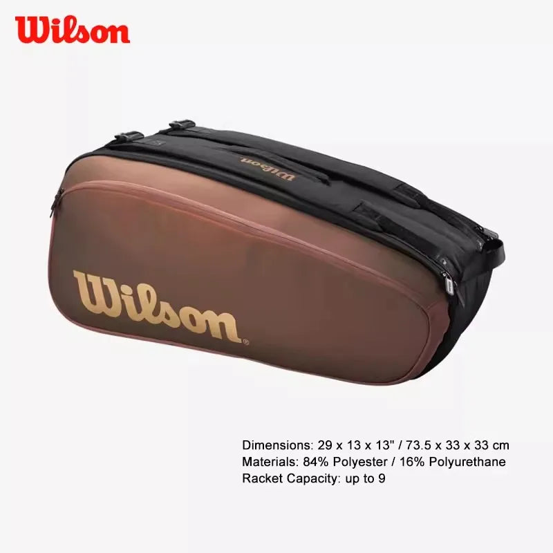 Wilson Tennis Racket Bag V14 9-Pack Large Capacity Racket Backpack with Shoes Compartment Sports Bag Super Tour Pro Racket Bag