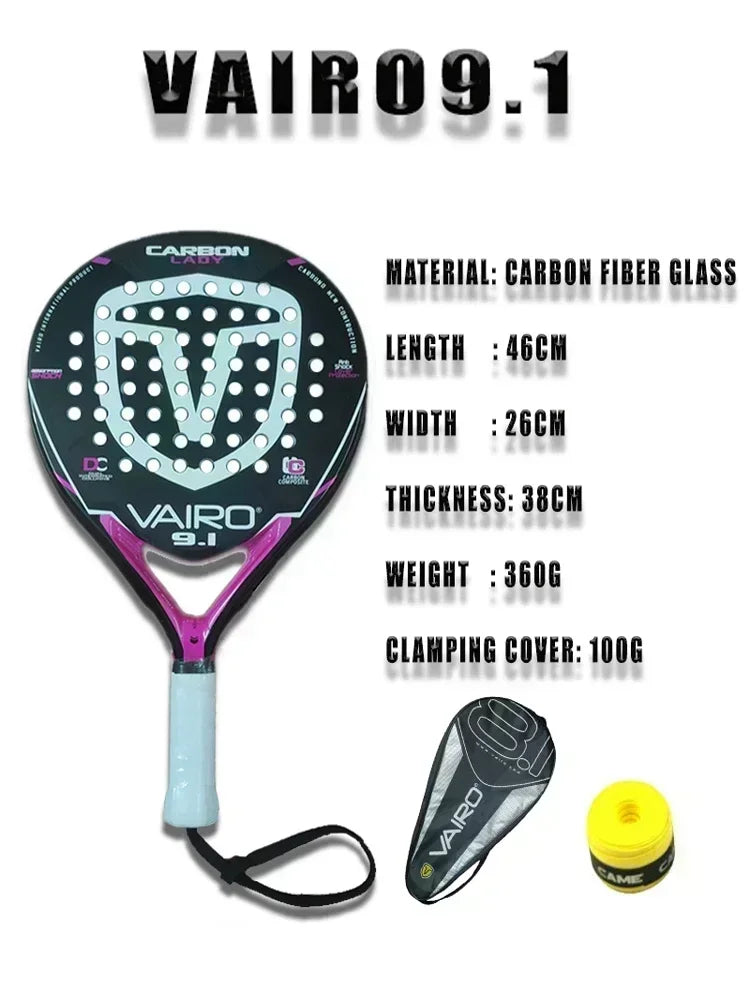 Professional Padel Tennis Racket, Soft Face, Carbon Fiber, Lightweight, Fashionable EVA Sports Equipment, High Quality, 2024