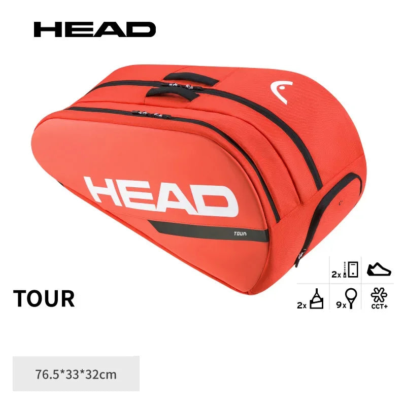 HEAD Tour Series 9 Pack Double Shoulder Tennis Rackets Bag Tournament Racquet Backpack