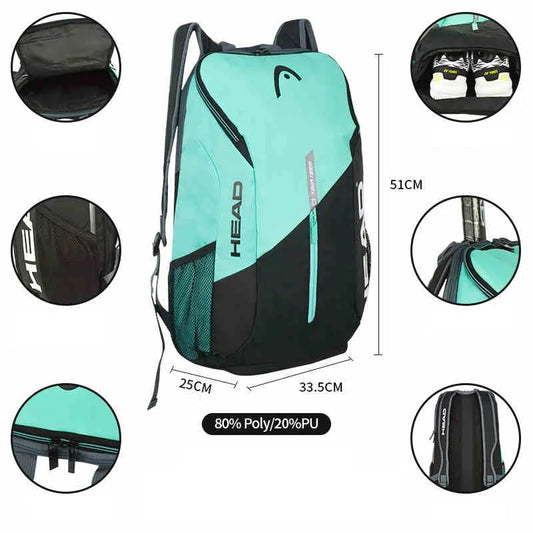 HEAD TOUR Series 2024 Original Tennis Backpack 1-2Pack Head Tennis Racket Bag Padel Beach Tennis Shoulder Bag Racquet Tennis Bag