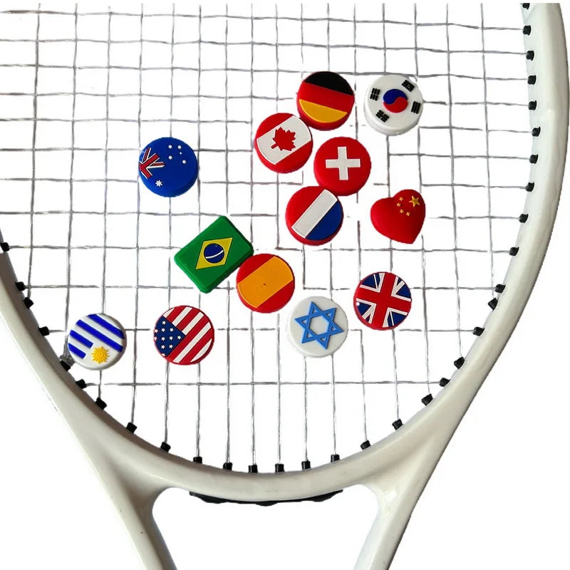 2Pcs Country Flag Shape Tennis Vibration Dampeners Silicone Tennis Dampeners Racket Anti Vibration Damper Tennis Accessories