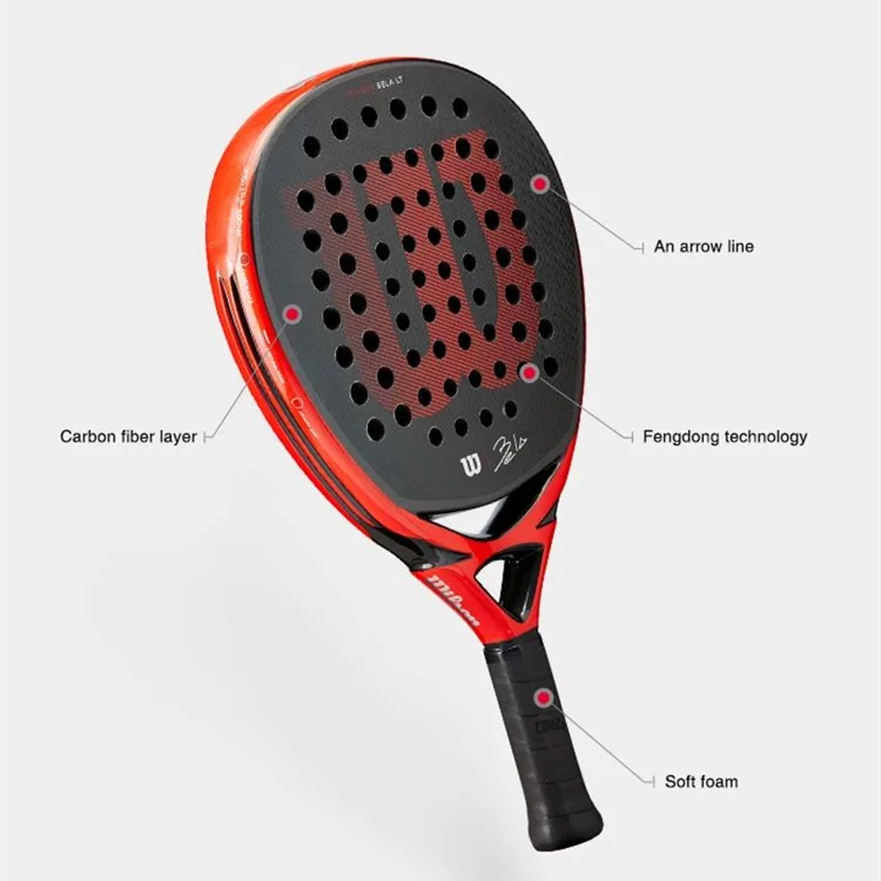 Wilson Professional Tennis Rackets Carbon Fibre Surface Diamond Shape with Eva Memory Flex Foam Core Padel Tennis Racquets