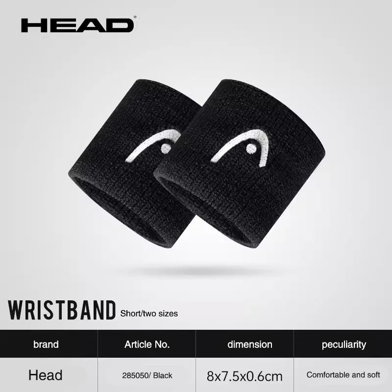 HEAD Tennis Badminton Wristband Embroidery Sport Wristband Cotton Comfortable Absorb Sweat Wiping Non Slip Wristband