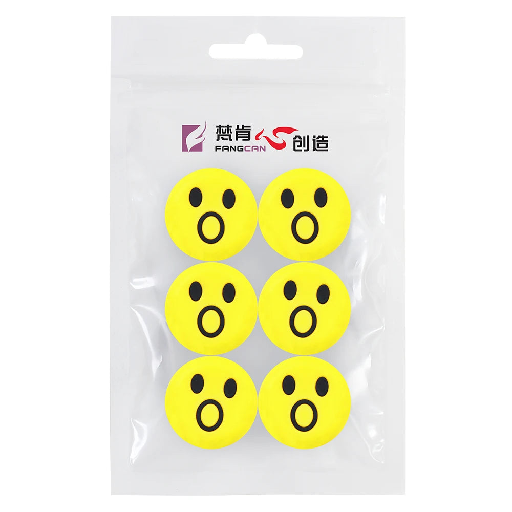 FANGCAN 6PC Smiley Face Tennis Dampener Silicone Tennis Racket Antivibrador