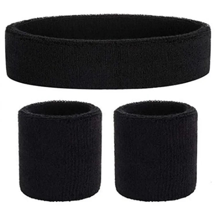 3PCs/set Mens Sports Headband Sweatband Stretch Elastic Outdoor Sport Sweat Headband Wristband Women Gym Running Tennis Headwrap