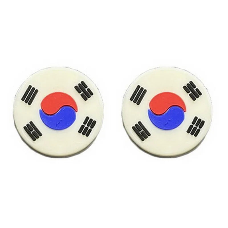 2Pcs Country Flag Shape Tennis Vibration Dampeners Silicone Tennis Dampeners Racket Anti Vibration Damper Tennis Accessories