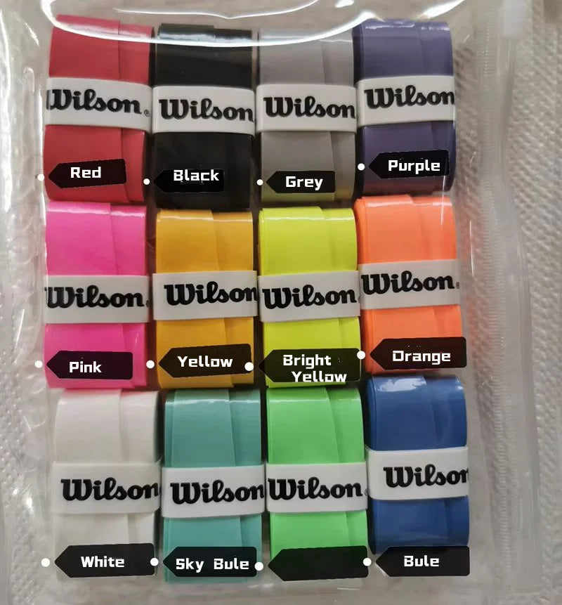 12PCS Wilson Tennis Racket Overgrip Sweat Band Absorption Grip PU Badminton Racket Handle Grip Tennis Griptape Padel Racket Grip