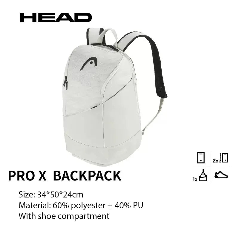 Genuine Head Tennis Backpack Team Multi-funtional Sports Badminton Racket Bag For 1-2 Pcs Padel With Shoes Bag