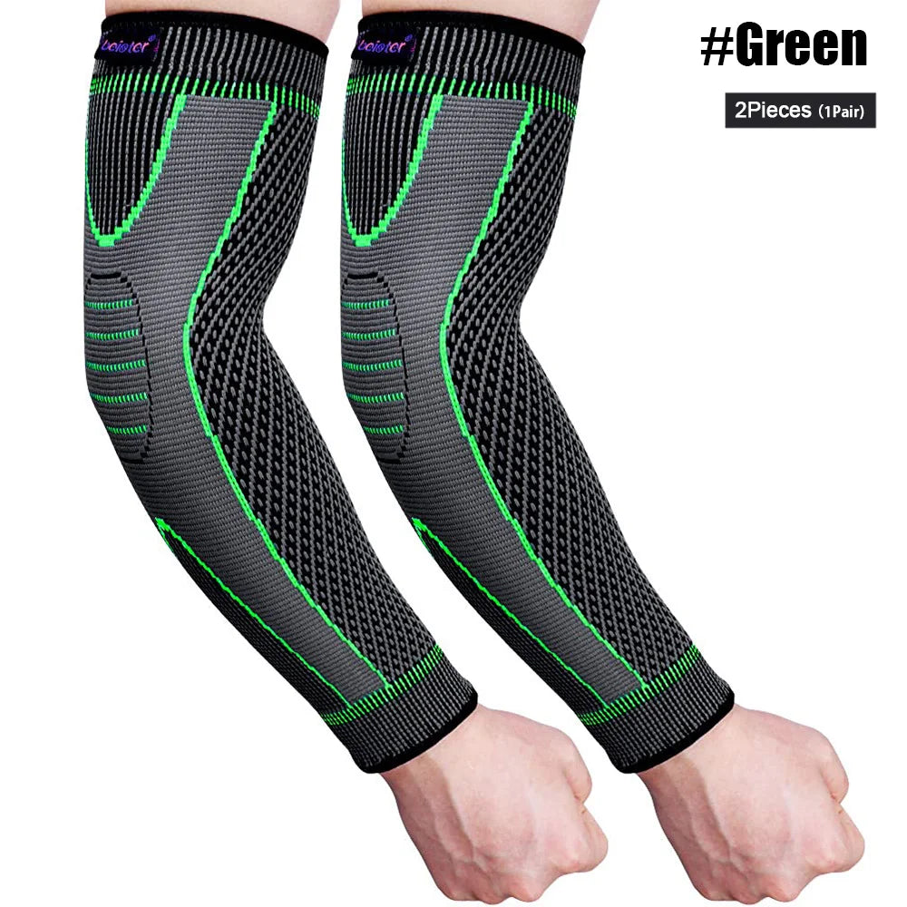 Sports Arm Compression Sleeves Anti-Slip Elbow Support Youth Adult Cycling Basketball Football Volleyball Baseball Tennis Golf