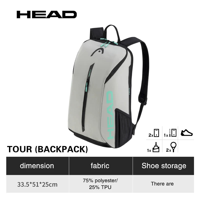 HEAD Original Tennis Racket Backpack TOUR Series 1-2 Pack Badmintor Tennis Beach Bags Shoulder Sports Bag