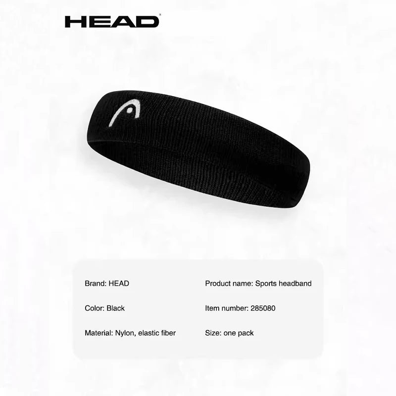 HEAD Tennis Headband Sports Running Fitness Breathable Headband Quick Drying Soft and Comfortable Sweat Absorption Headband