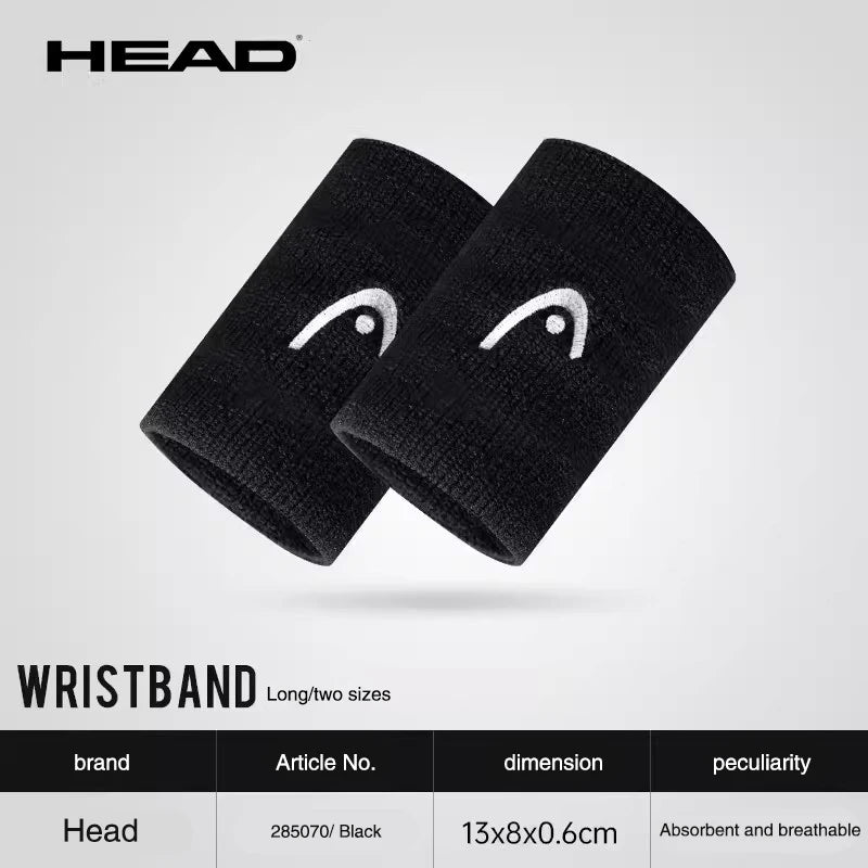 HEAD Tennis Badminton Wristband Embroidery Sport Wristband Cotton Comfortable Absorb Sweat Wiping Non Slip Wristband