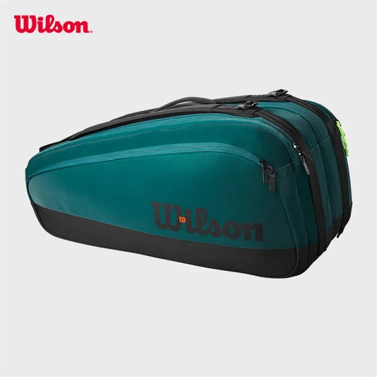 Wilson Brand Super Tour V9 tennis bag, large racket backpack, emerald, with insulated lining, 9 packs, 2024