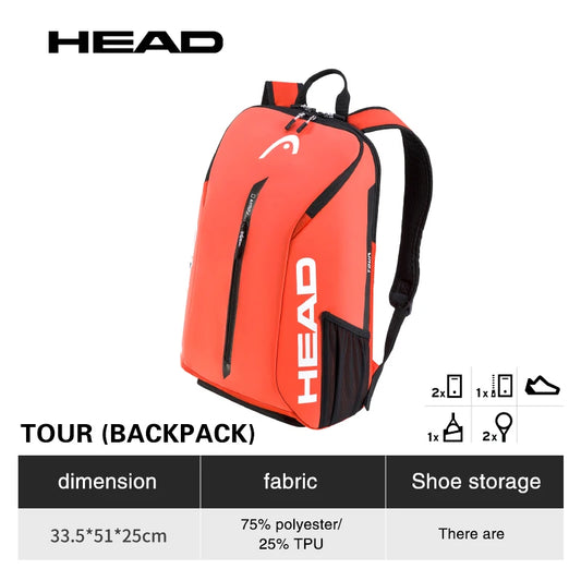 HEAD Original Tennis Racket Backpack TOUR Series 1-2 Pack Badmintor Tennis Beach Bags Shoulder Sports Bag