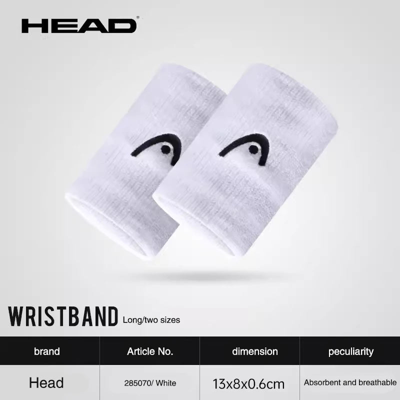 HEAD Tennis Badminton Wristband Embroidery Sport Wristband Cotton Comfortable Absorb Sweat Wiping Non Slip Wristband