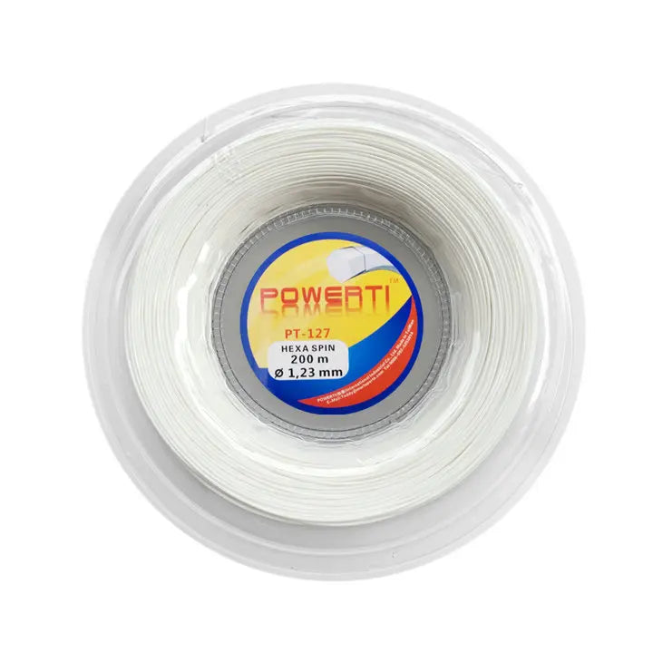 POWERTI Hexagonal 200m Reel Tennis Racket String Durable Top Spin Polyester String 1.23mm Controlling Training String PT-127