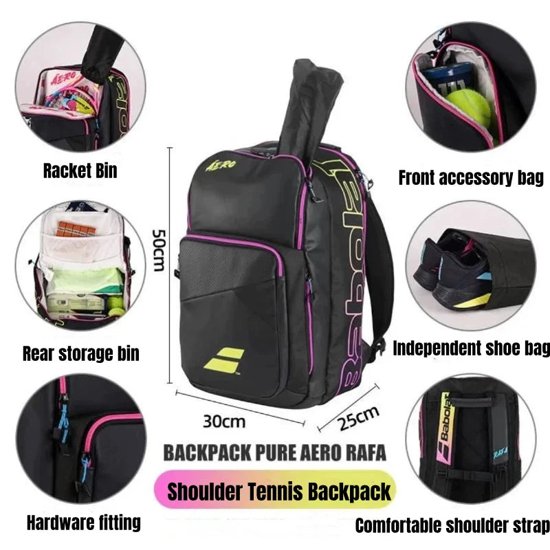 Original Babolat PURE STRIKE 4th Gen Tennis Backpack Large Capacity Tennis Padel Racquet Sport Bags Holds Up To 3 Racket