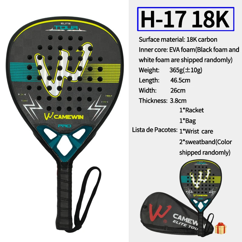 18K carbon fiber Padel racket Paddle racket EVA elastic memory foam core Lightweight tennis racket Carbon fiber padel racket