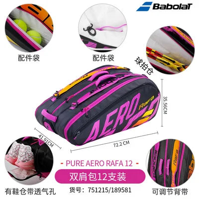 Nadel Type BABOLAT PURE AERO RAFA Tennis Backpack 2 Usages Adults Sports Squash Padel Beach Tennis Racket Bag Original Backpack