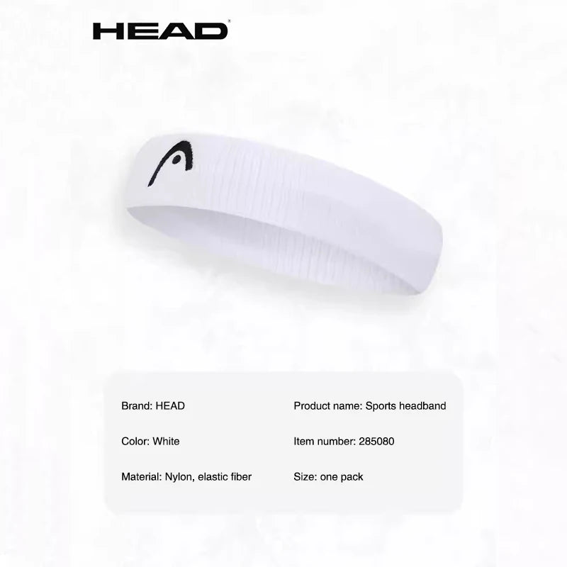 HEAD Tennis Headband Sports Running Fitness Breathable Headband Quick Drying Soft and Comfortable Sweat Absorption Headband