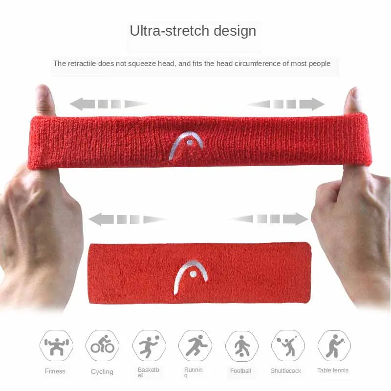 HEAD Exercise Headband Fitness Sweat Absorption Belt Badminton Yoga Basketball Running Headband Tennis Scarf