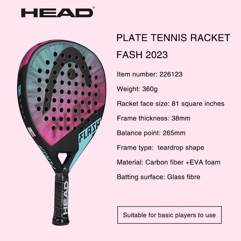 HEAD Padel Tennis Racket Carbon Racquet FLASH Series For Adult Base Players