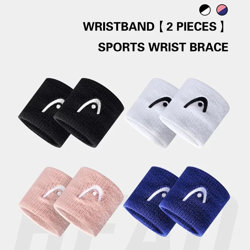 HEAD Tennis Badminton Wristband Embroidery Sport Wristband Cotton Comfortable Absorb Sweat Wiping Non Slip Wristband