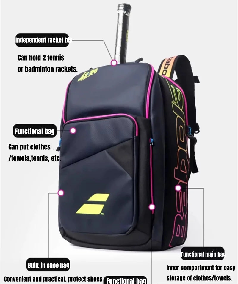 Original Babolat PURE STRIKE 4th Gen Tennis Backpack Large Capacity Tennis Padel Racquet Sport Bags Holds Up To 3 Racket