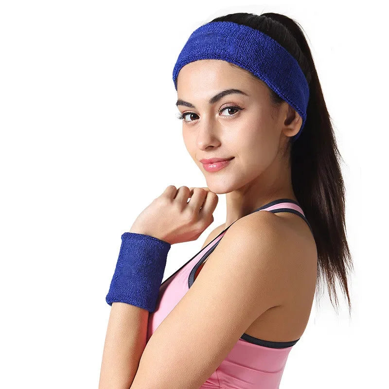 3PCs/set Mens Sports Headband Sweatband Stretch Elastic Outdoor Sport Sweat Headband Wristband Women Gym Running Tennis Headwrap