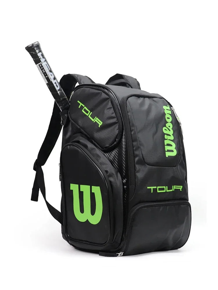 Wilson men's tennis racket backpack, squash badminton racket bag, transport bag, large capacity sports bag