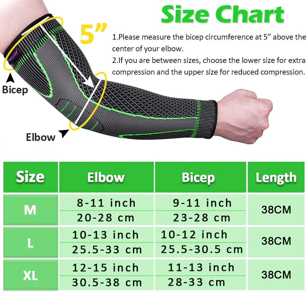 Sports Arm Compression Sleeves Anti-Slip Elbow Support Youth Adult Cycling Basketball Football Volleyball Baseball Tennis Golf