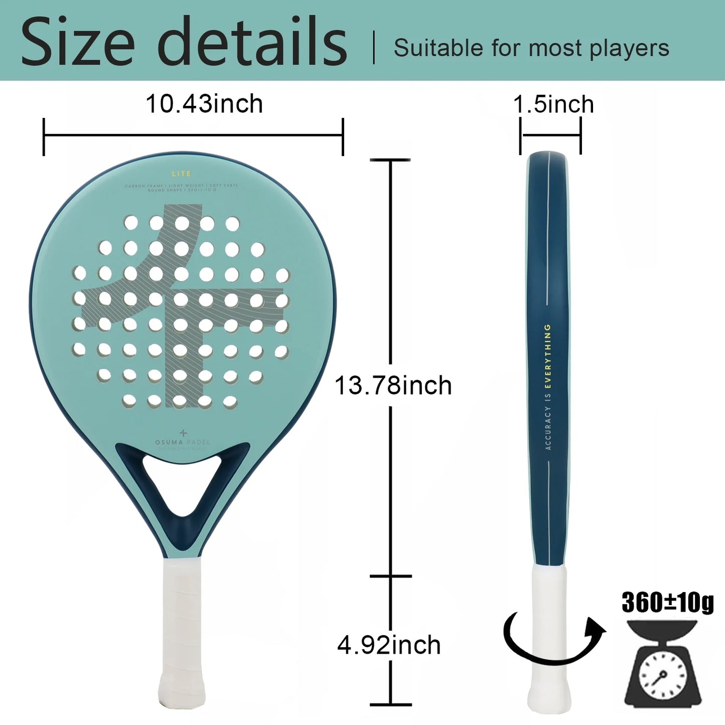 Paddle Racket Carbon Fiber with EVA Memory Paddle Tennis Racquet Paddle Shovel Sports Racquet Lightweight