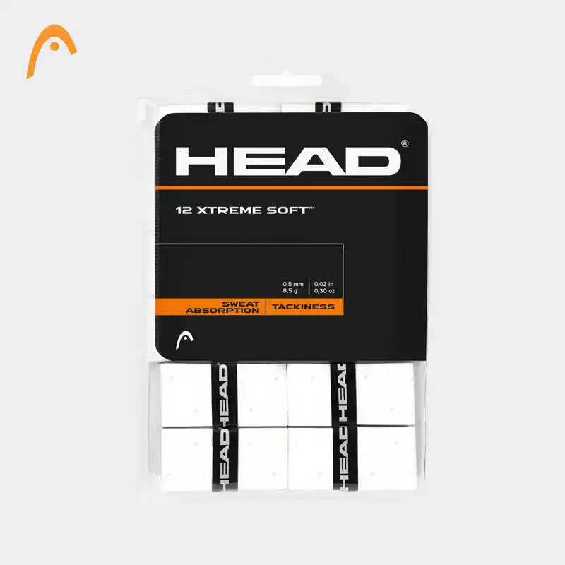 12pcs HEAD Overgrips Sweatband Tennis Racket Hand Rubber Anti-slip Rubber Racket Handle Strap Sweat Absorbent Wear Resistant