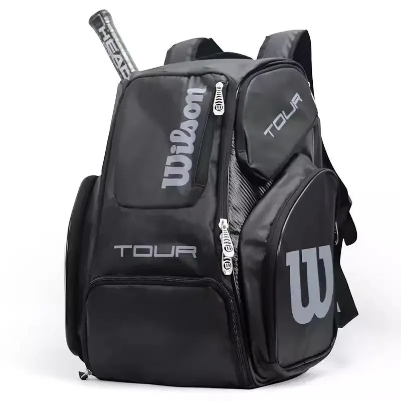 Wilson men's tennis racket backpack, squash badminton racket bag, transport bag, large capacity sports bag