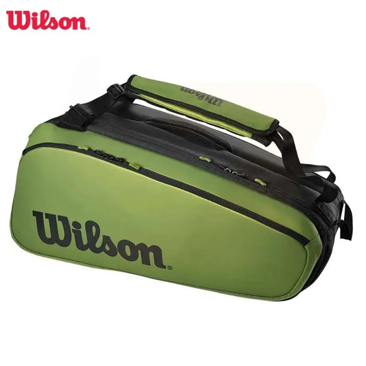 Wilson Blade Super Tour V8 Large capacity 9-Pack Tennis Bag Professional Green Tennis Racquet Backpack With Shoes Compartment