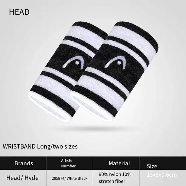 HEAD Tennis Badminton Wristband Embroidery Sport Wristband Cotton Comfortable Absorb Sweat Wiping Non Slip Wristband