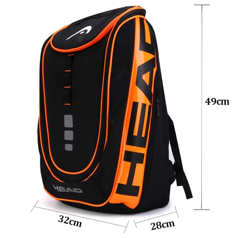 Genuine Head Tennis Backpack Team Multi-funtional Sports Badminton Racket Bag For 1-2 Pcs Padel With Shoes Bag