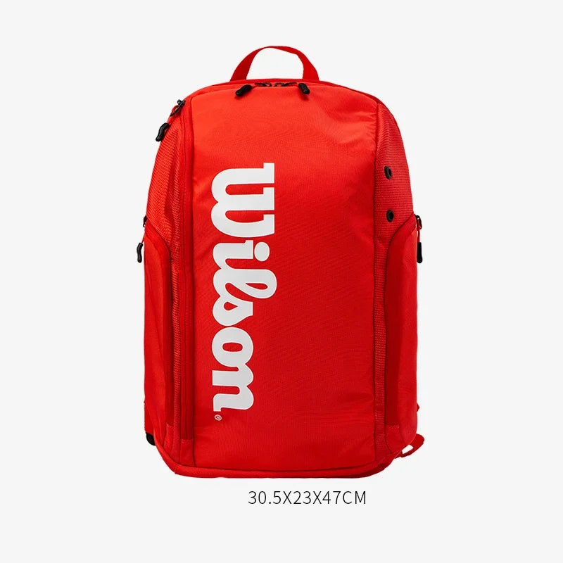 Wilson Super Tour Tennis Backpack Red Insulation Pocket Minimalist Design Racket Sport Two-toned Tennis Bag Max Hold 2 Racquets