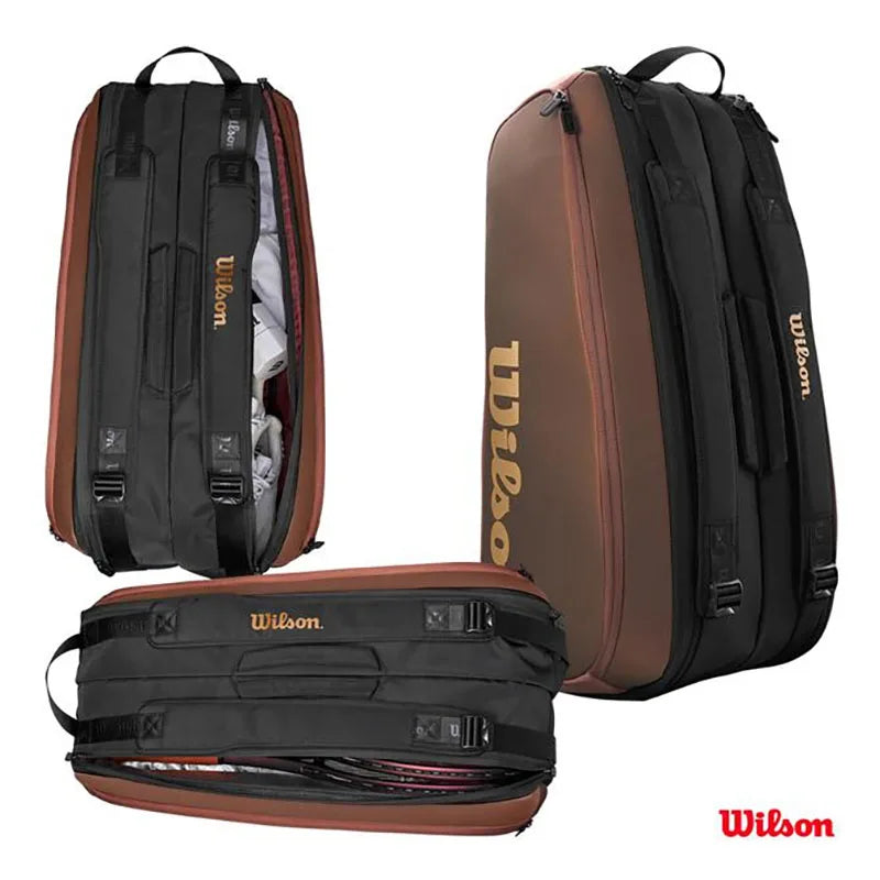 Wilson Tennis Racket Bag V14 9-Pack Large Capacity Racket Backpack with Shoes Compartment Sports Bag Super Tour Pro Racket Bag