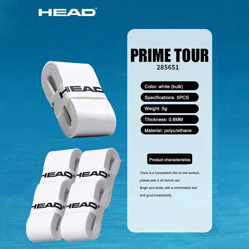 Original HEAD 5Pcs Tennis Overgrip Sticky Tennis Racket Sweat Band Absorption Grip Badminton Racket Handle Grip Tennis Griptape