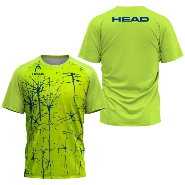 Fashion Tennis Training Clothing 3D Gradient Printed T Shirt For Men Outdoor Badminton Sportswear Summer Loose Short Sleeve Tops