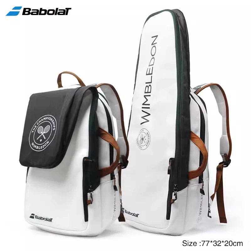 Original Babolat Tennis Backpack Wimbledon PURE WIM Tennis Bag 3 Tennis Rackets Bag Separated Shoes Compartment Beach Tennis Bag