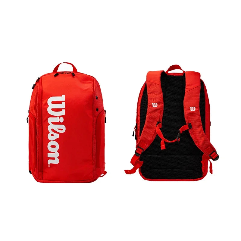 Wilson Super Tour Tennis Backpack Red Insulation Pocket Minimalist Design Racket Sport Two-toned Tennis Bag Max Hold 2 Racquets