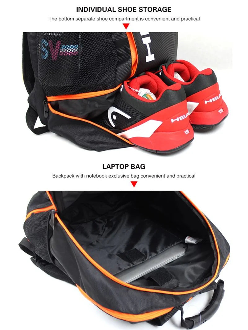 Head Original Tennis Backpack Large Capacity Outdoor Sports Rackets Bag Men Women Padel Tennis Sport Bag with Shoe Compartment