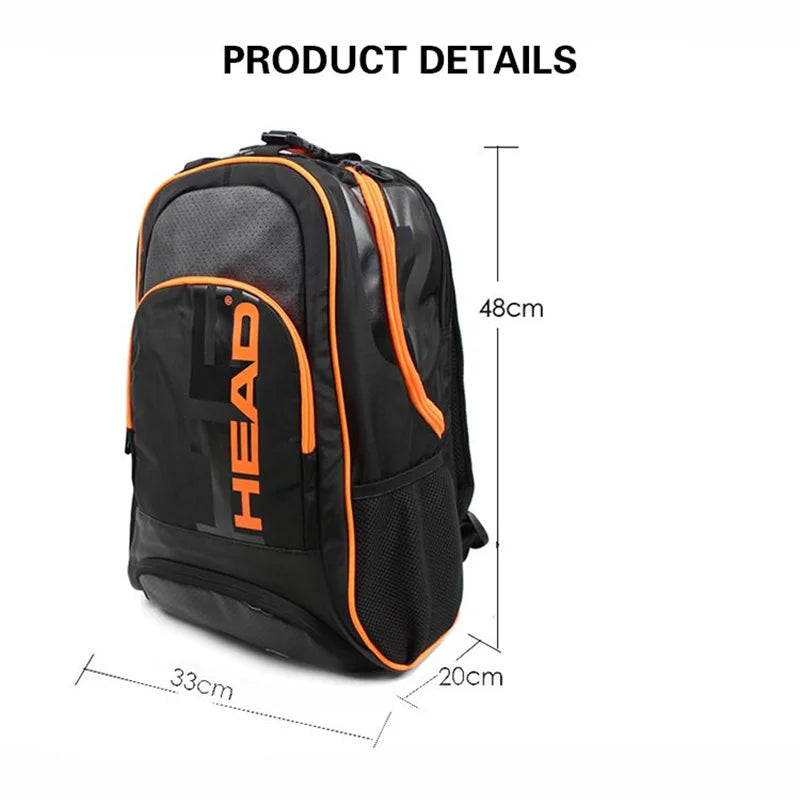 Head Original Tennis Backpack Large Capacity Outdoor Sports Rackets Bag Men Women Padel Tennis Sport Bag with Shoe Compartment