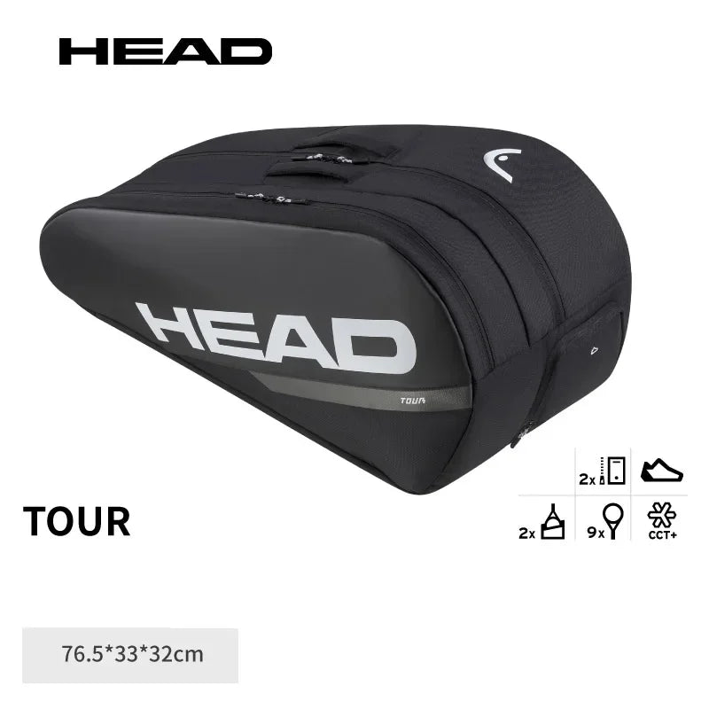 HEAD Tour Series 9 Pack Double Shoulder Tennis Rackets Bag Tournament Racquet Backpack