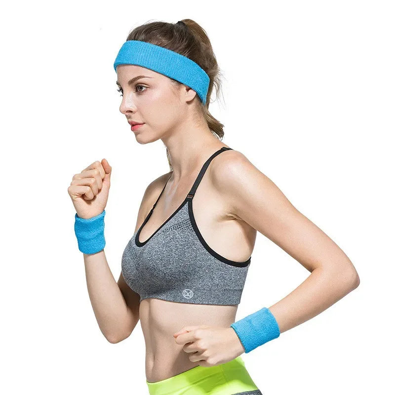 3PCs/set Mens Sports Headband Sweatband Stretch Elastic Outdoor Sport Sweat Headband Wristband Women Gym Running Tennis Headwrap