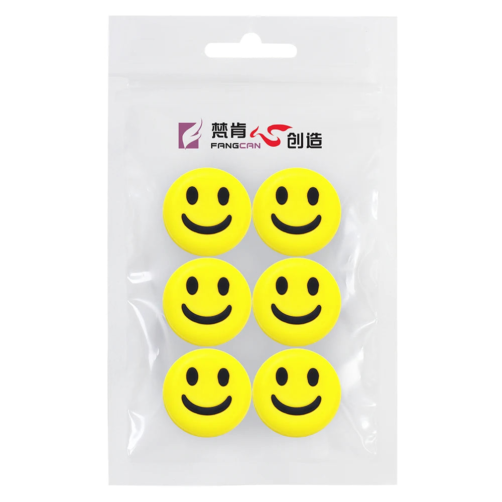 FANGCAN 6PC Smiley Face Tennis Dampener Silicone Tennis Racket Antivibrador